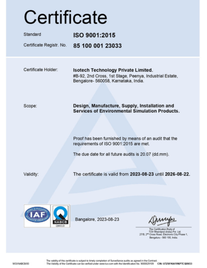 ISOTECH ISO 9001:2015 certificate